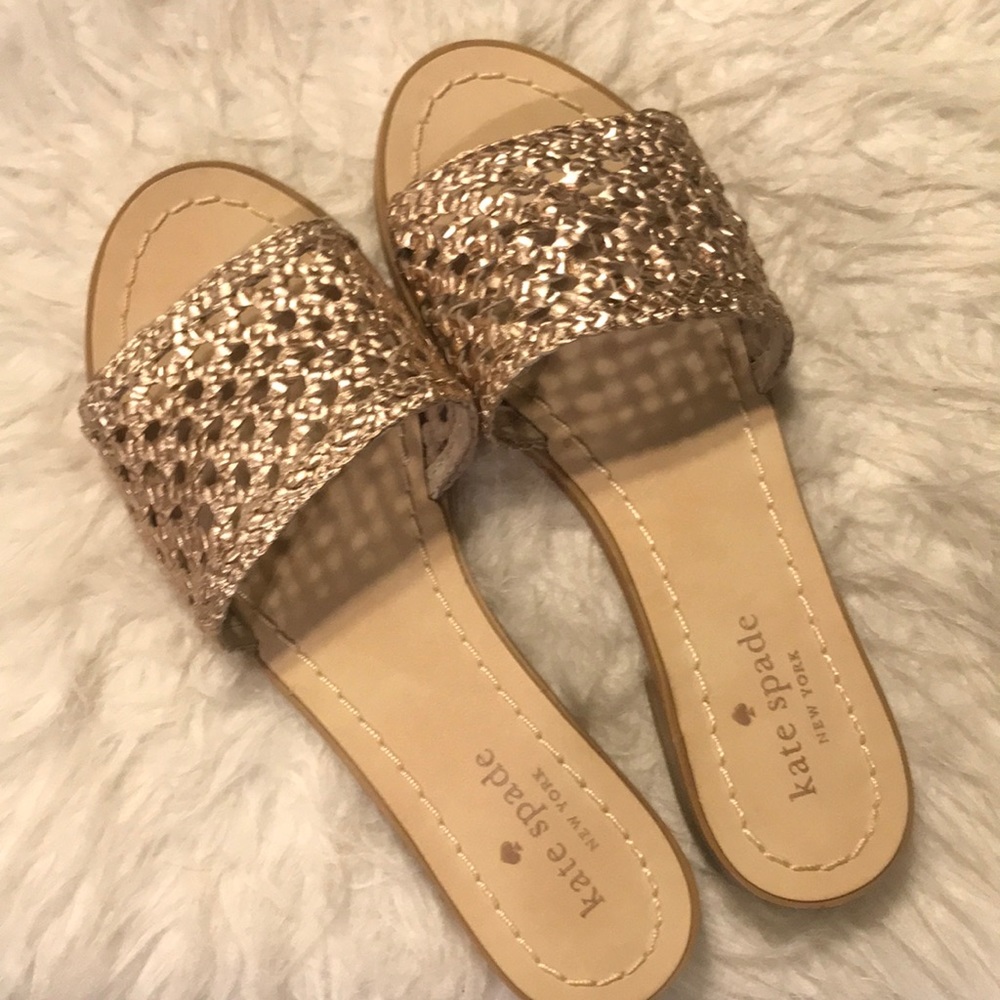 Brand new Kate Spade gold slides